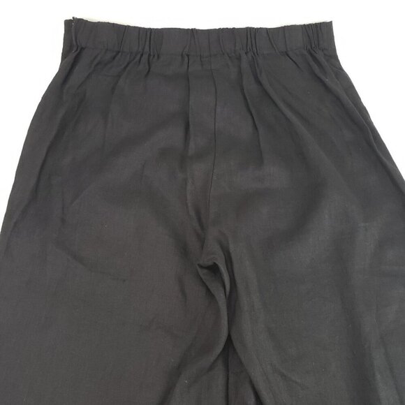 Talbots 100% Linen Wide Leg Pant Womens Large Black Lightweight Side Zip Trouser - Picture 6 of 12